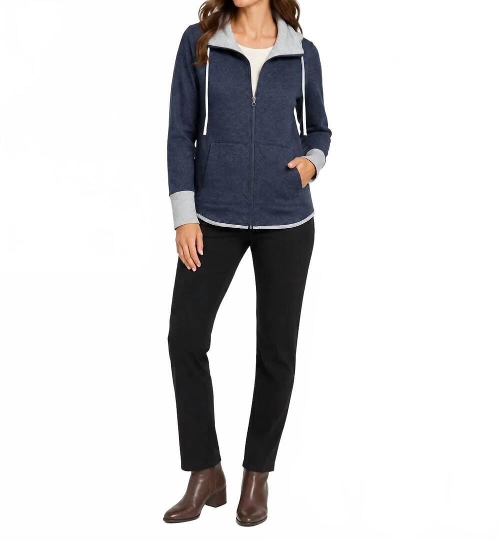 NEW LULU-B reversible long zip jacket in navy